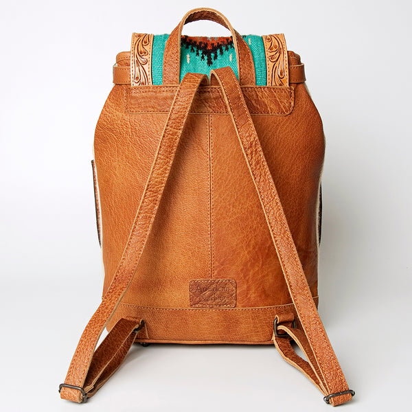 ADBG703 American Darling Handcrafted Floral Tooled Leather and Saddle Blanket Backpack Bag
