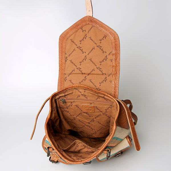 ADBG703 American Darling Handcrafted Floral Tooled Leather and Saddle Blanket Backpack Bag