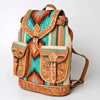 ADBG703 American Darling Handcrafted Floral Tooled Leather and Saddle Blanket Backpack Bag