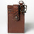 ADCCZ104 Embossed Brown Leather Keychain Cardholder Wallet - Snap & Clip