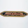 LC-ADBRF104 Tooled Leather Wristband - Floral Western Cuff with Turquoise Whipstitch & Snap Closure