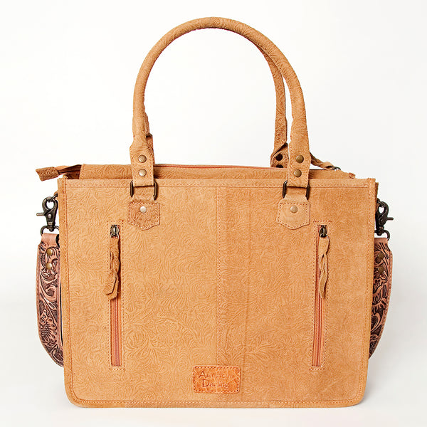 ADBG230 American Darling Western Leather Tote Bag - Hand Tooled Floral Carved Damascus Purse