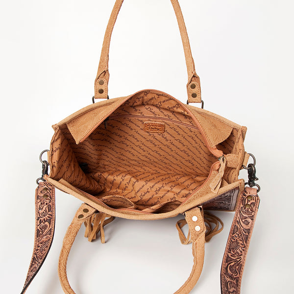 ADBG230 American Darling Western Leather Tote Bag - Hand Tooled Floral Carved Damascus Purse