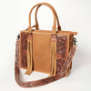 ADBG230 American Darling Western Leather Tote Bag - Hand Tooled Floral Carved Damascus Purse