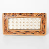 ADBG488 Western Hand Tooled Genuine Leather Floral Crossbody Wallet Clutch