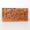 ADBG488 Western Hand Tooled Genuine Leather Floral Crossbody Wallet Clutch