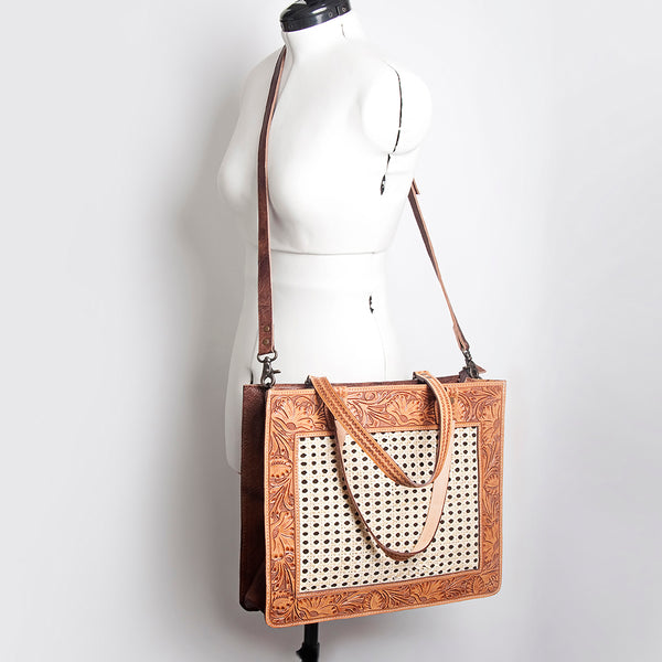 ADBG780A American Darling Hand Tooled Western Leather Tote Bag - Floral Carved Handcrafted Purse