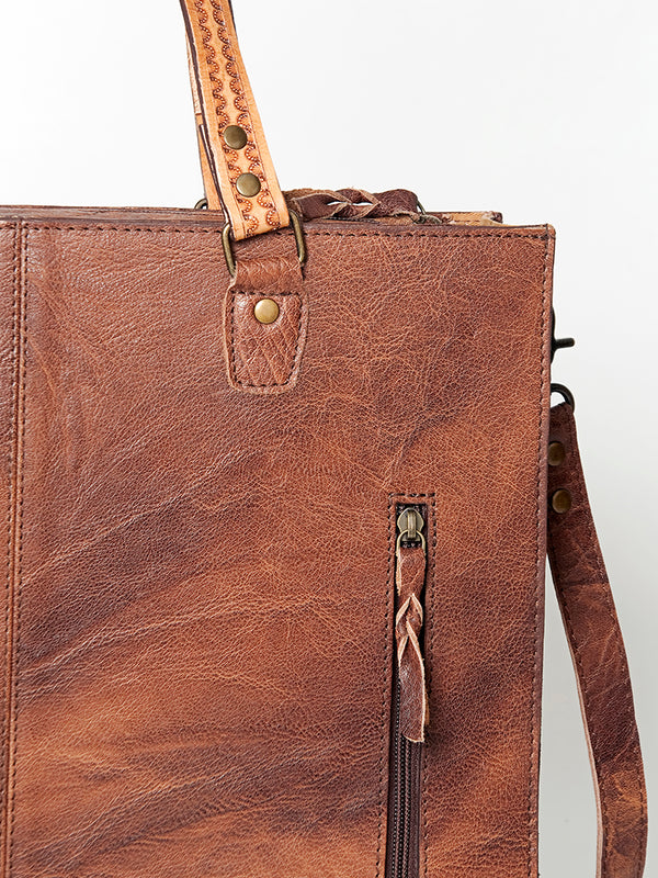 ADBG780A American Darling Hand Tooled Western Leather Tote Bag - Floral Carved Handcrafted Purse