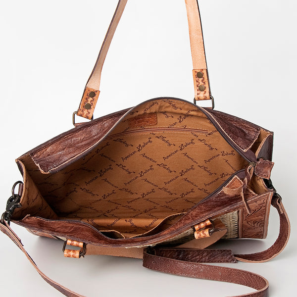 ADBG780A American Darling Hand Tooled Western Leather Tote Bag - Floral Carved Handcrafted Purse