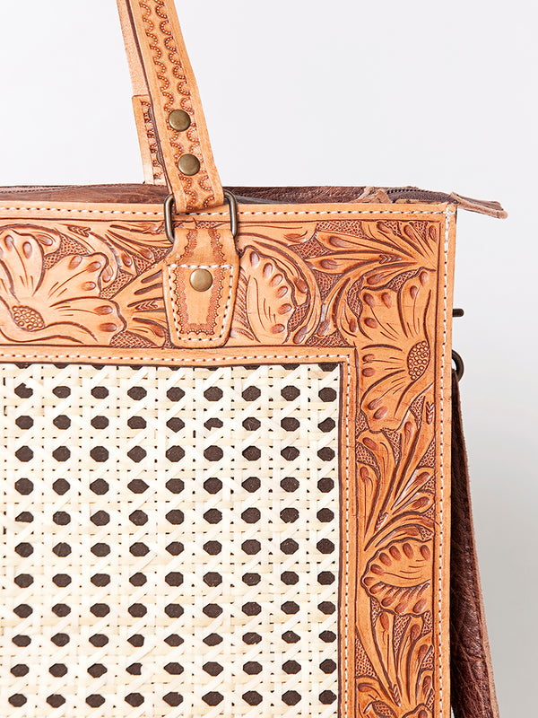 ADBG780A American Darling Hand Tooled Western Leather Tote Bag - Floral Carved Handcrafted Purse