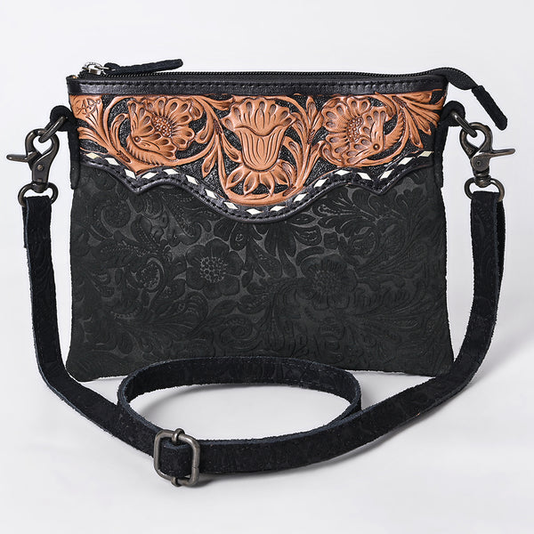 ADBG109 American Darling Hand-Tooled and Floral Embossed Leather Western Crossbody Bag