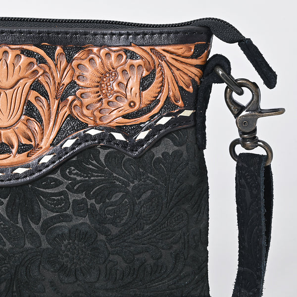 ADBG109 American Darling Hand-Tooled and Floral Embossed Leather Western Crossbody Bag