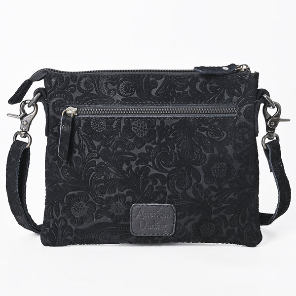 ADBG109 American Darling Hand-Tooled and Floral Embossed Leather Western Crossbody Bag