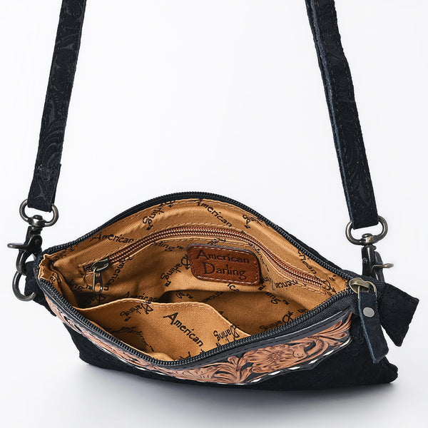 ADBG109 American Darling Hand-Tooled and Floral Embossed Leather Western Crossbody Bag