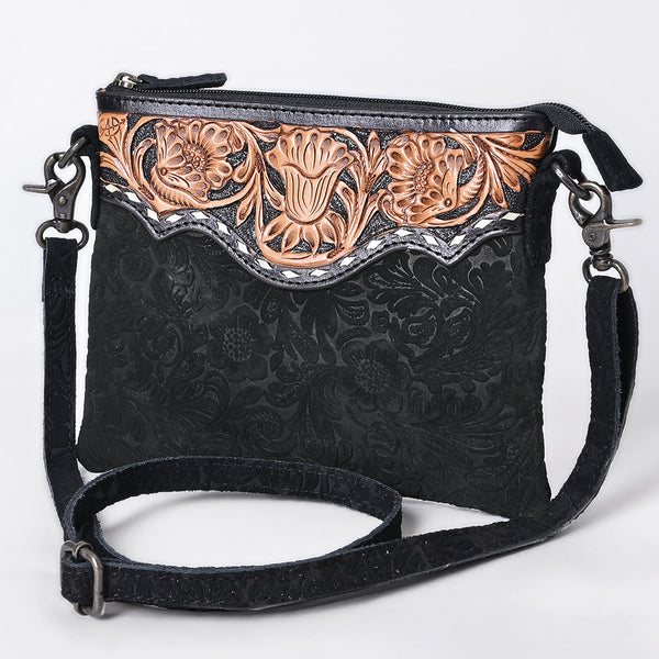 ADBG109 American Darling Hand-Tooled and Floral Embossed Leather Western Crossbody Bag