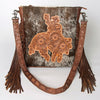 ADBG719 American Darling Western Leather Large Cross body Bag Hair-On Cowhide Fringed Purse