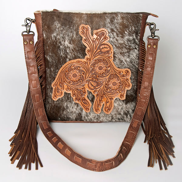 ADBG719 American Darling Western Leather Large Cross body Bag Hair-On Cowhide Fringed Purse