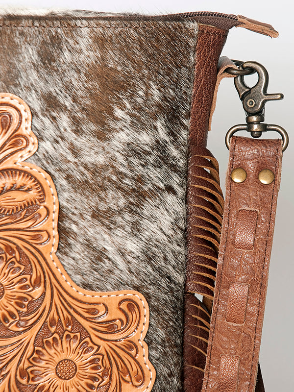 ADBG719 American Darling Western Leather Large Cross body Bag Hair-On Cowhide Fringed Purse