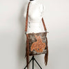 ADBG719 American Darling Western Leather Large Cross body Bag Hair-On Cowhide Fringed Purse