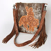ADBG719 American Darling Western Leather Large Cross body Bag Hair-On Cowhide Fringed Purse