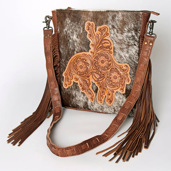 ADBG719 American Darling Western Leather Large Cross body Bag Hair-On Cowhide Fringed Purse