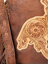 ADBG719 American Darling Hand Tooled Leather Large Cross body Bag Western Fringed Handbag