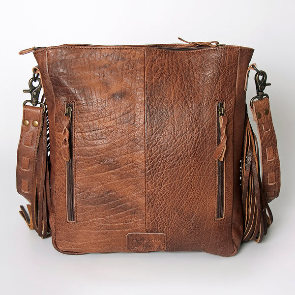 ADBG719 American Darling Hand Tooled Leather Large Cross body Bag Western Fringed Handbag