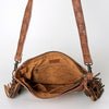 ADBG719 American Darling Hand Tooled Leather Large Cross body Bag Western Fringed Handbag