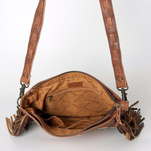 ADBG719 American Darling Hand Tooled Leather Large Cross body Bag Western Fringed Handbag