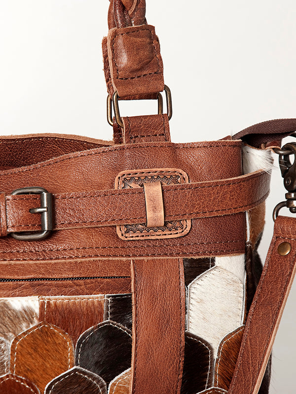 ADBG685 American Darling Handcrafted Western Leather Tote Bag with Braided Handle