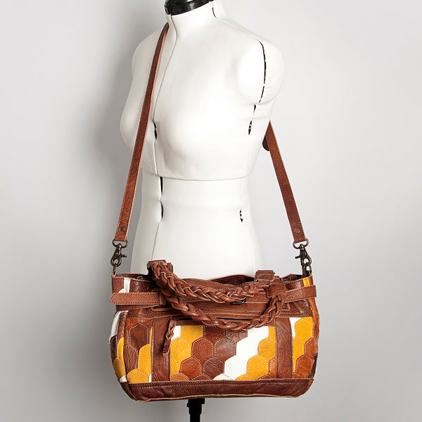 ADBG685 American Darling Handcrafted Western Leather Tote Bag with Braided Handle