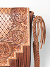 LC-ADBGZ595A Hand-Tooled Leather Fringe Sling Bag - Western Messenger with Basketweave Strap