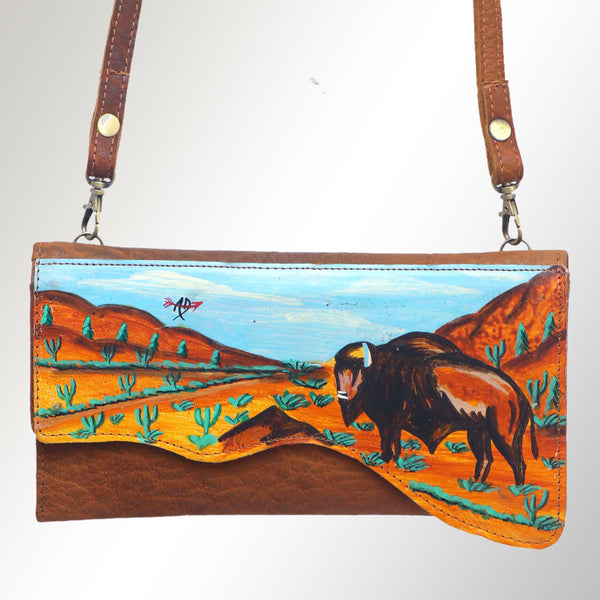 ADBGM179 Handcrafted Western Tooled Leather Crossbody with Artistic Rodeo Design
