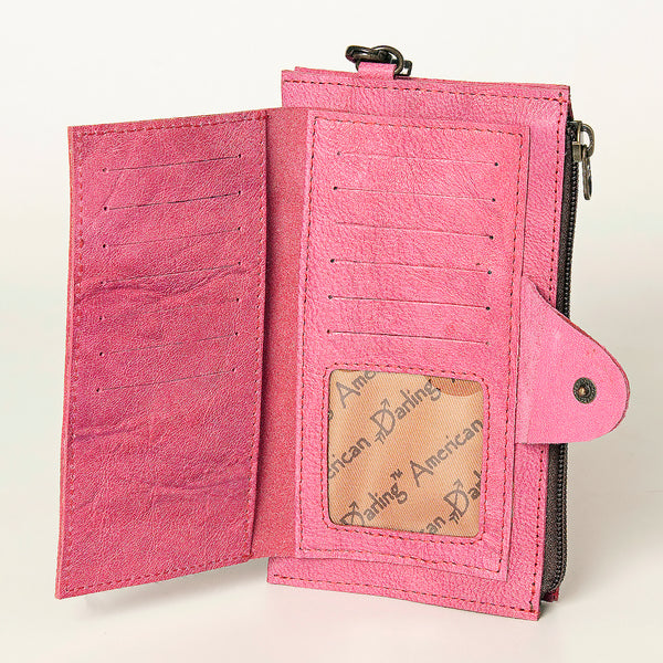 ADBG811 American Darling Handcrafted Pink Leather Wristlet bag - Premium Full Grain Western Purse
