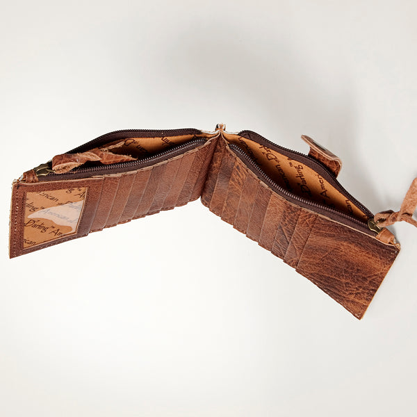 ADBG813 American Darling Hair-On Cowhide Card-Holder Bag with Leather Snap Strap