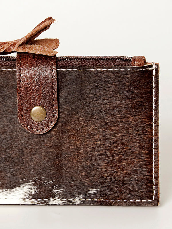 ADBG813 American Darling Hair-On Cowhide Card-Holder Bag with Leather Snap Strap