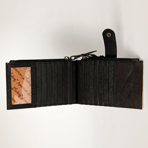 ADBG813 American Darling Hair-On Cowhide Card-Holder Bag with Leather Snap Strap