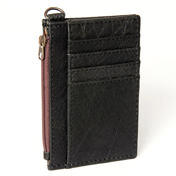 ADBG814 American Darling Genuine Leather Slim Card Holder Wallet with Zipper Pocket