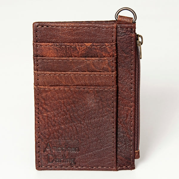 ADBG814 American Darling Genuine Leather Slim Card Holder Wallet with Zipper Pocket