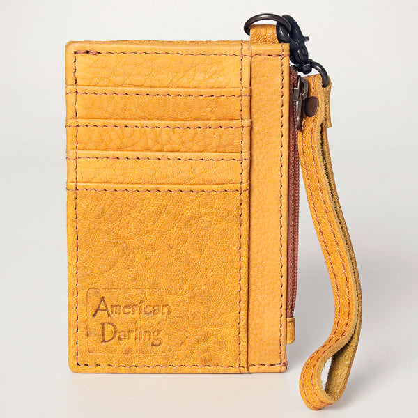 ADBG814 American Darling Genuine Leather Slim Card Holder Wallet with Zipper Pocket