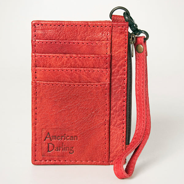 ADBG814 American Darling Genuine Leather Slim Card Holder Wallet with Zipper Pocket