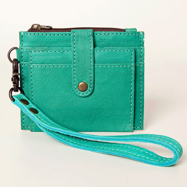 ADBG816 American Darling Genuine Leather Wristlet Card Holder with Snap Tab & Zip Pocket