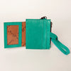 ADBG816 American Darling Genuine Leather Wristlet Card Holder with Snap Tab & Zip Pocket