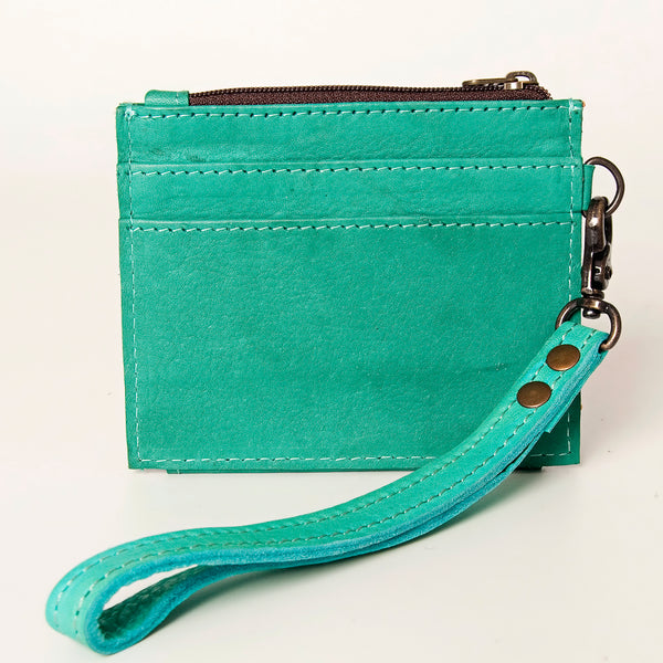 ADBG816 American Darling Genuine Leather Wristlet Card Holder with Snap Tab & Zip Pocket