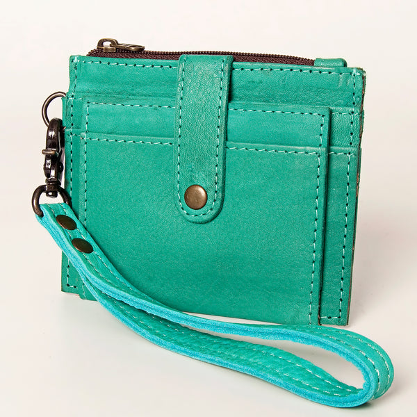ADBG816 American Darling Genuine Leather Wristlet Card Holder with Snap Tab & Zip Pocket