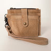 ADBG816 American Darling Genuine Leather Wristlet Card Holder with Snap Tab & Zip Pocket
