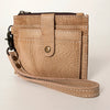 ADBG816 American Darling Genuine Leather Wristlet Card Holder with Snap Tab & Zip Pocket