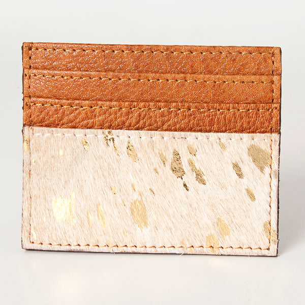 ADBG817 Handcrafted Hair on Hide Card Holder Pebbled Leather Western Slim Card Case