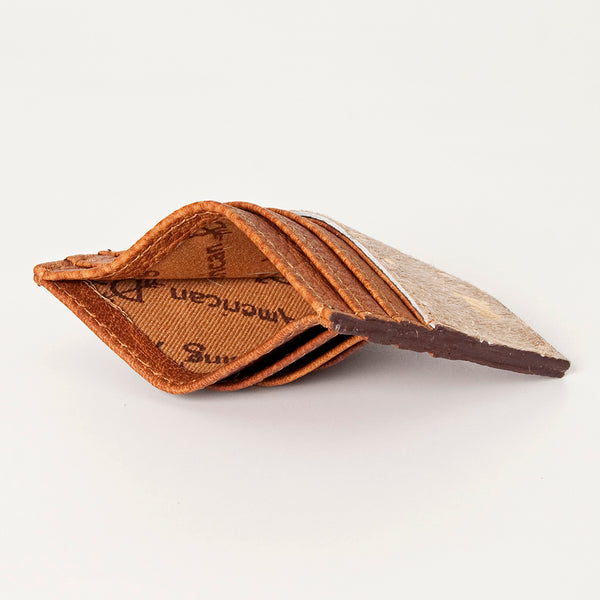 ADBG817 Handcrafted Hair on Hide Card Holder Pebbled Leather Western Slim Card Case
