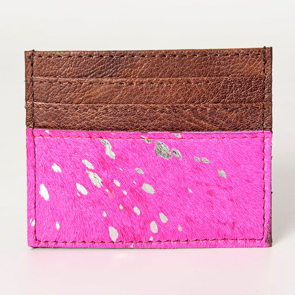 ADBG817 Handcrafted Hair on Hide Card Holder Pebbled Leather Western Slim Card Case